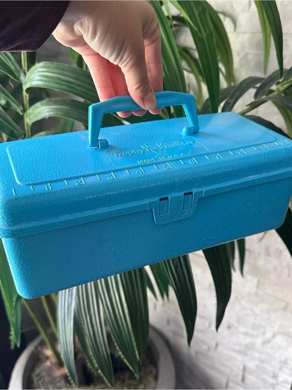 Trophy Taskmaster 1970’s Midcentury Vintage Turquoise Plastic Tool Box Case